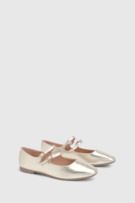 Shirley Faux Patent Leather Double Buckle Flat Ballerinas - Image 2