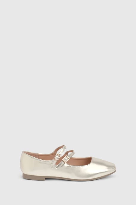 Shirley Faux Patent Leather Double Buckle Flat Ballerinas - Image 3