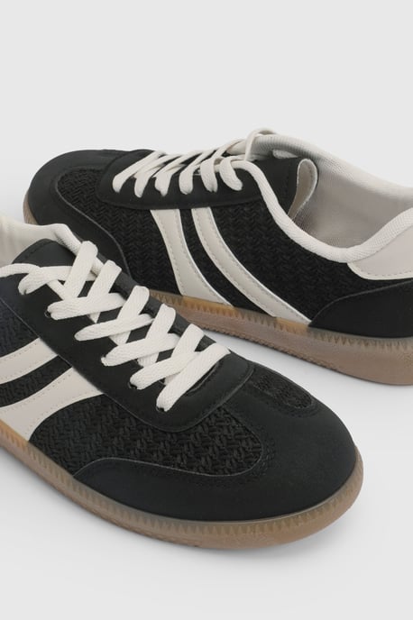 Jackie Faux Suede Striped Lace Up Trainers - Image 4