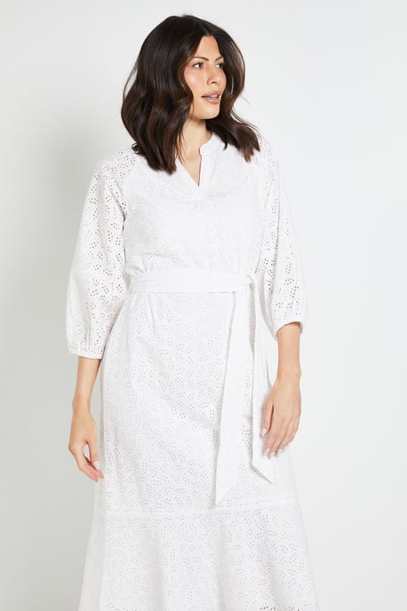 Broderie Puff Sleeve Midi Dress - Image 4