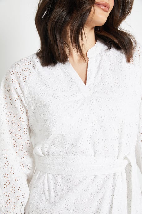 Broderie Puff Sleeve Midi Dress - Image 5