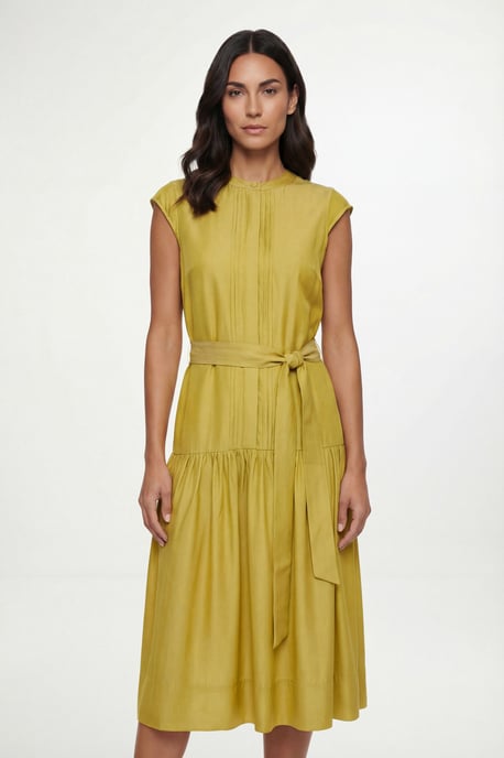 Petite Denim Look Drop Waist Midi Dress - Image 1