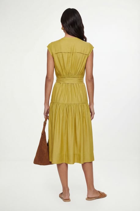 Petite Denim Look Drop Waist Midi Dress - Image 4