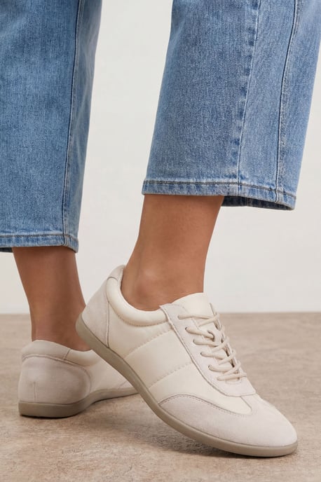 Tracey Faux Suede Flat Lace Up Trainers - Image 1