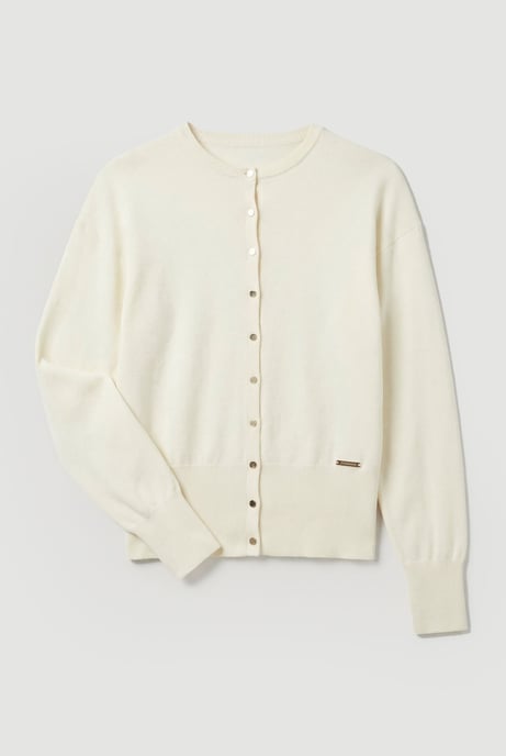 Viscose Blend Knit Balloon Sleeve Cardigan - Image 2