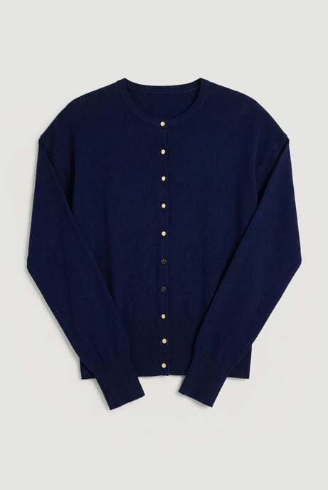 Viscose Blend Knit Balloon Sleeve Cardigan - Image 1