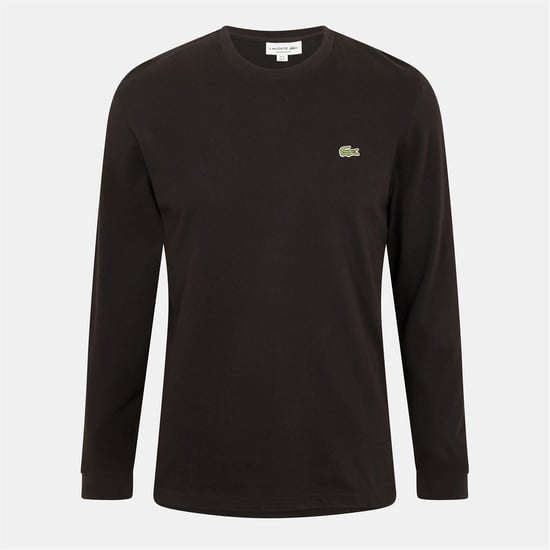 Men's Lacoste Crocodile Logo Crew Neck Long Sleeve Jersey T-Shirt in Black 031 - Image 1