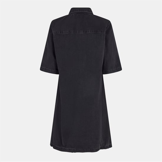 Women's Noisy May Short Sleeve Mini Denim Shirt Dress in Black - Image 2