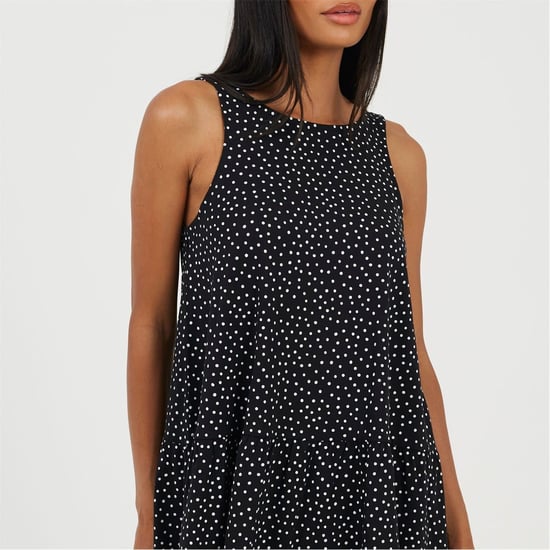 Women's Brave Soul V-Neck Sleeveless Mini Tiered Dress in Black/White - Image 3