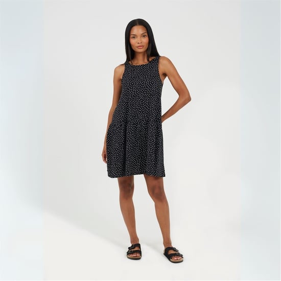 Women's Brave Soul V-Neck Sleeveless Mini Tiered Dress in Black/White - Image 4