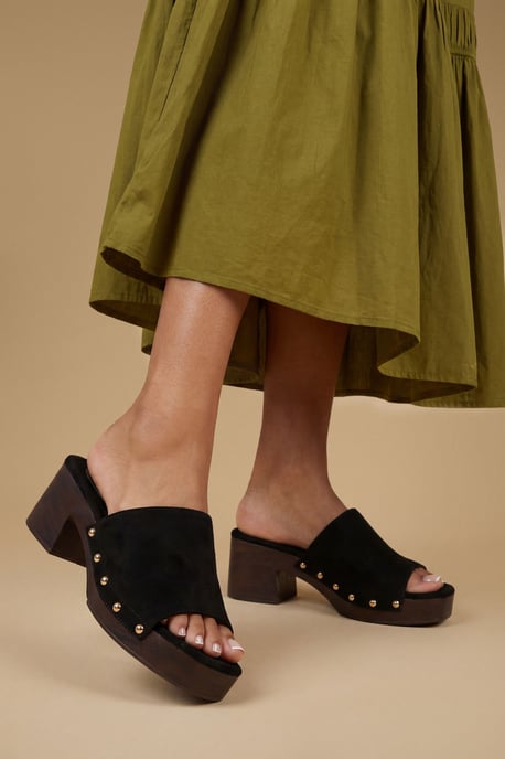 Henrie Faux Suede High Heeled Mule Sandals - Image 1