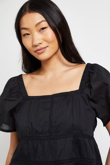 Petite Lace Insert Angel Sleeve Top - Image 3
