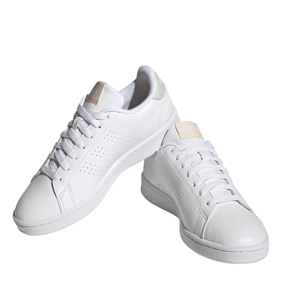 Women's adidas Advantage Lace Up Low Top Sneakers in .White/ White - Image 3