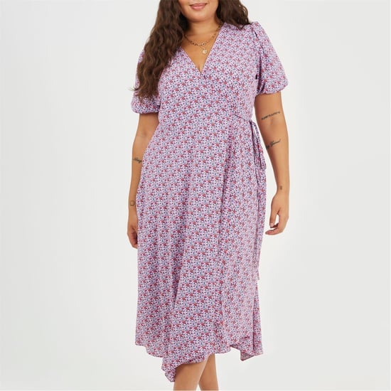 Women's Brave Soul Curve V-Neck Short Sleeve Midi Dress in Pink - Image 1
