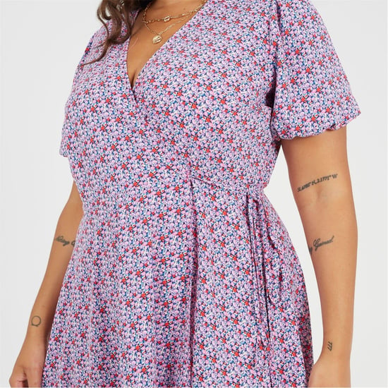 Women's Brave Soul Curve V-Neck Short Sleeve Midi Dress in Pink - Image 3