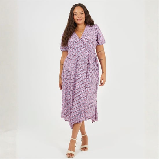 Women's Brave Soul Curve V-Neck Short Sleeve Midi Dress in Pink - Image 4