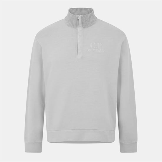 Men's C.P. Company Polo Collar Sweatshirt in London Fog 331 - Image 1