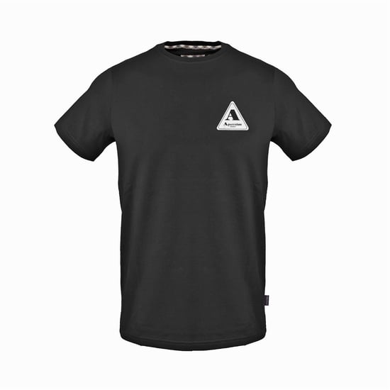 Men's Aquascutum Crew Neck Short Sleeve Regular Fit T-Shirt in Black - Image 1