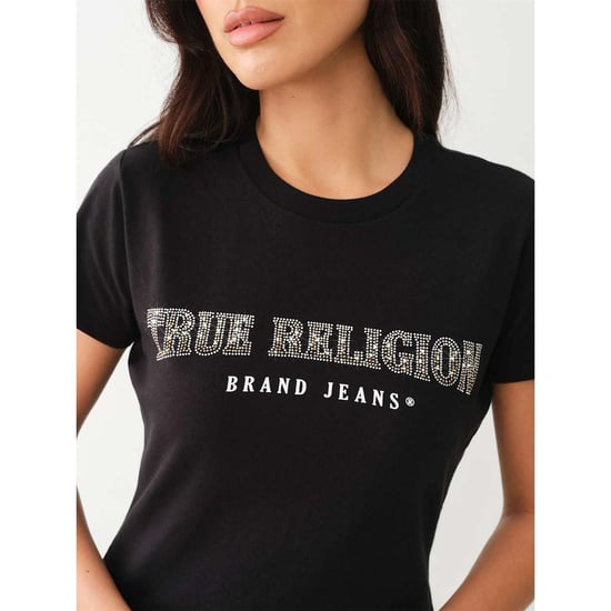 Women's True Religion Slm Crw Neck T in Jet Black - Image 3
