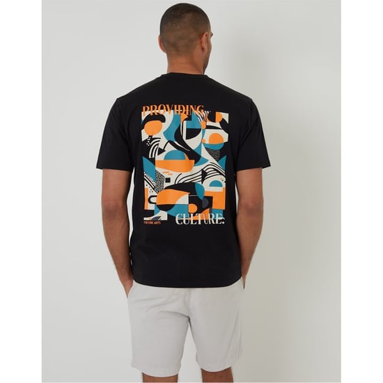 Men's Threadbare Regular Fit Lettering Crew Neck T-Shirt in Black - Image 1