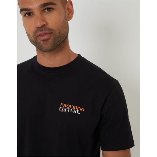 Men's Threadbare Regular Fit Lettering Crew Neck T-Shirt in Black - Image 4