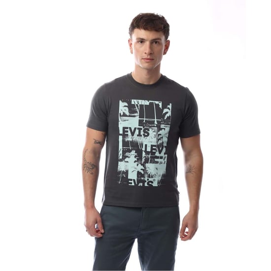 Men's Levis Graphic Crew Neck Short Sleeve Relaxed Fit T-Shirt in HP Black Oyster - Image 1