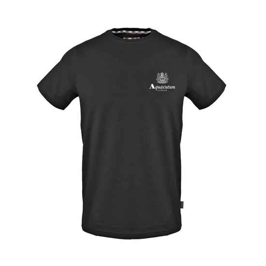 Men's Aquascutum Regular Fit Crew Neck Short Sleeve T-Shirt in Black - Image 1
