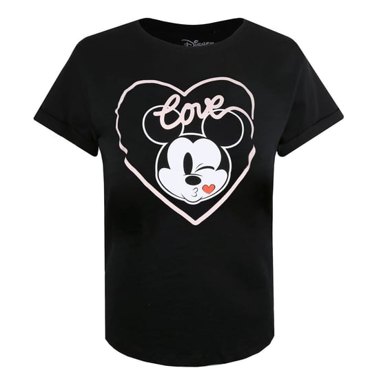 Women's Disney Mickey Mouse Rolled Cuff T-Shirt in Black - Image 2