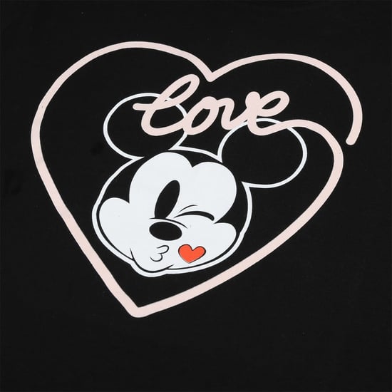 Women's Disney Mickey Mouse Rolled Cuff T-Shirt in Black - Image 4