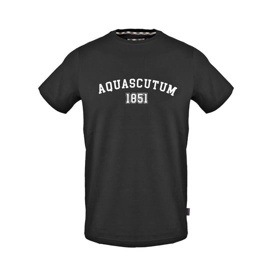 Men's Aquascutum Arch Logo Crew Neck Short Sleeve Jersey T-Shirt in Black - Image 1