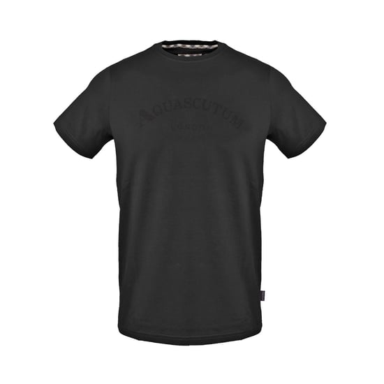 Men's Aquascutum Crew Neck Short Sleeve Jersey T-Shirt in Black - Image 1