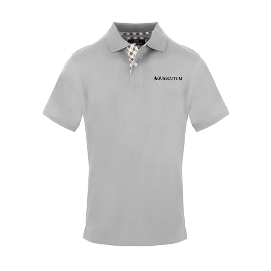 Men's Aquascutum Embroidered Collared Neck Short Sleeve Polo Shirt in Grey - Image 1