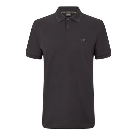 Men's Boss Hbg Paul Polo Contrast Striped Trim Shirt in Black - Image 1