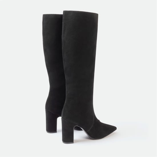 Women's I Saw It First Saw It First Knee High Suede Boots Woman in Black - Image 4