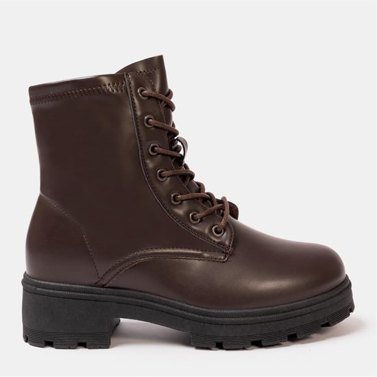 Women's I Saw It First Saw It First Biker Ankle Boots in Dk Chocolate - Image 1