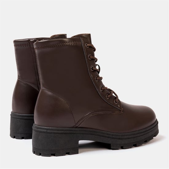 Women's I Saw It First Saw It First Biker Ankle Boots in Dk Chocolate - Image 4