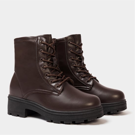 Women's I Saw It First Saw It First Biker Ankle Boots in Dk Chocolate - Image 5