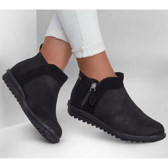 Women's Skechers Arch Fit Ankle Boots with Side Zipper in Black/Black - Image 6