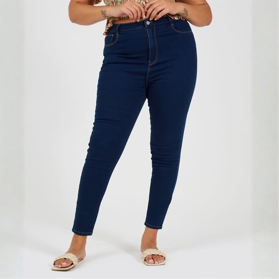 Women's Brave Soul High Rise Skinny Fit Jeans in Mid Blue - Image 1