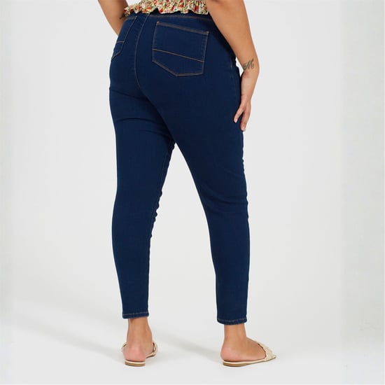 Women's Brave Soul High Rise Skinny Fit Jeans in Mid Blue - Image 2