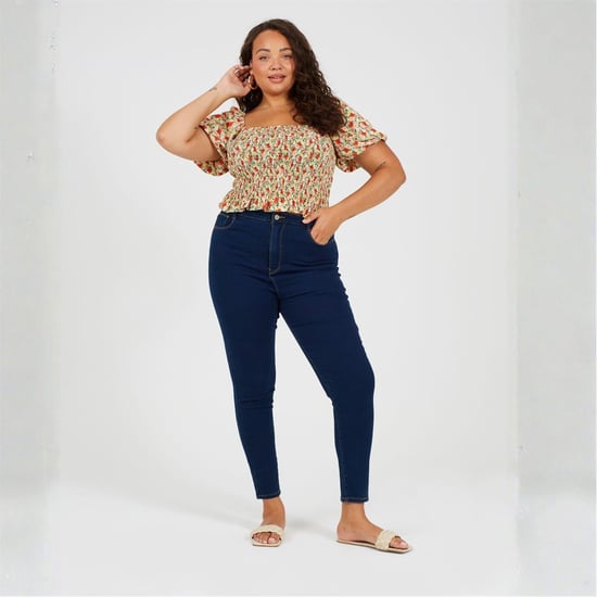 Women's Brave Soul High Rise Skinny Fit Jeans in Mid Blue - Image 4