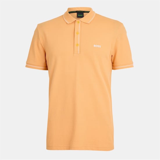 Men's Boss Paule Short Sleeve Polo Shirt in Open Orange - Image 1