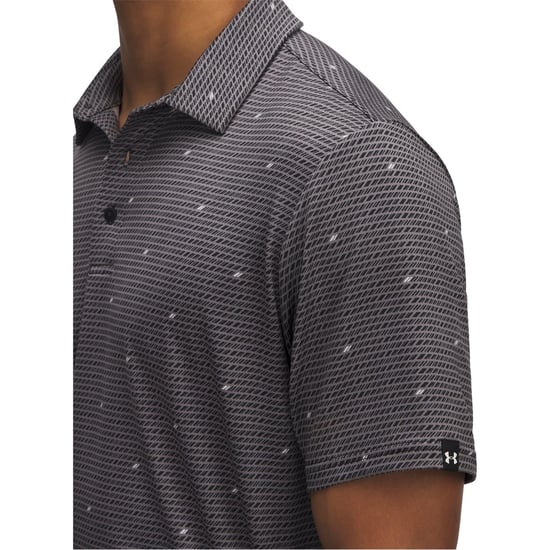 Men's Under Armour Printed Short Sleeve Performance Polo Shirt in .Grey - Image 3