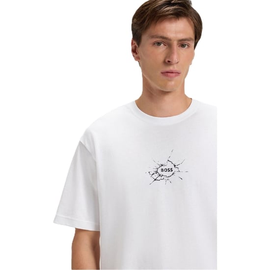 Men's Boss Graphic Crew Neck Short Sleeve T-Shirt in White - Image 3