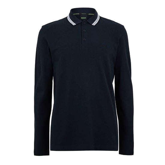 Men's Boss Hbg Plisy Long Sleeve Polo in Navy - Image 1