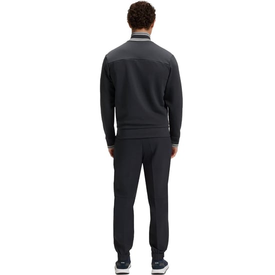 Men's Boss Mock Neck Bomber Collar Long Sleeve Sweatshirt in Dark Blue - Image 2