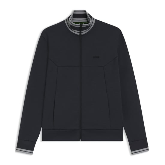 Men's Boss Mock Neck Bomber Collar Long Sleeve Sweatshirt in Dark Blue - Image 4