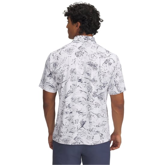 Men's Under Armour Printed Short Sleeve Performance Polo Shirt in .White - Image 2