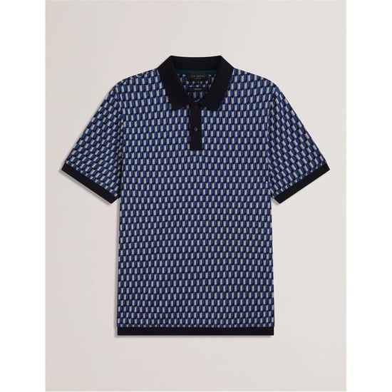 Herr Ted Baker Geo Regular Fit Polotröja i Marinblå - Image 1