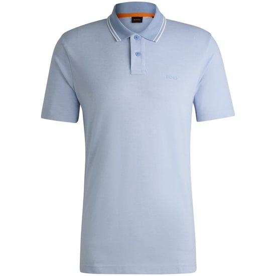Men's Boss Peoxfordnew Short Sleeve Polo Shirt in Open Blue - Image 1